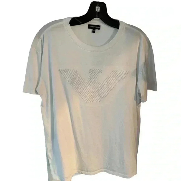 Emporio Armani women’s white short sleeve white tee with logo size M - Picture 1 of 7